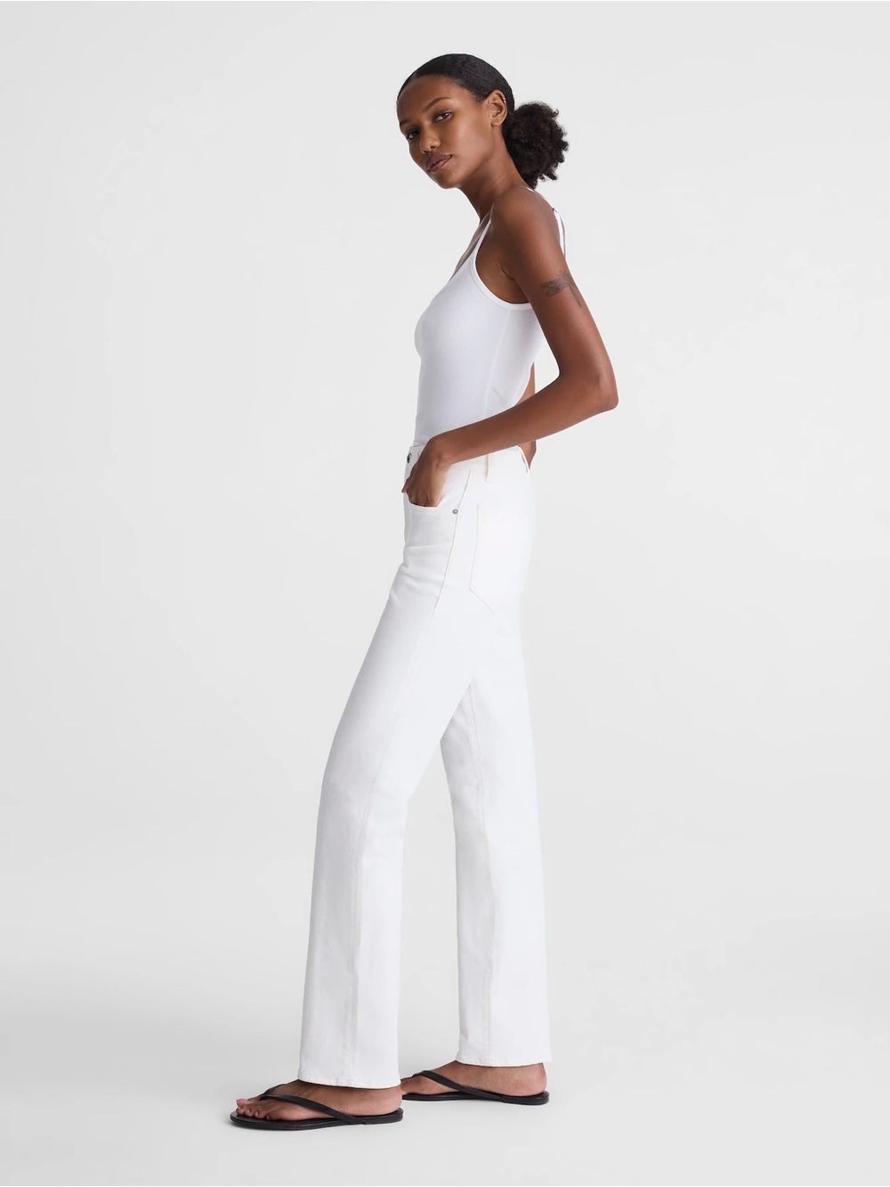 Madewell The Short Longline Straight Jeans in Tile White - Size 25S - Picture 3 of 8